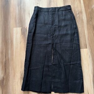 Banana Republic Black 100% Linen Midi Skirt NWT Size 6 $120 Retail